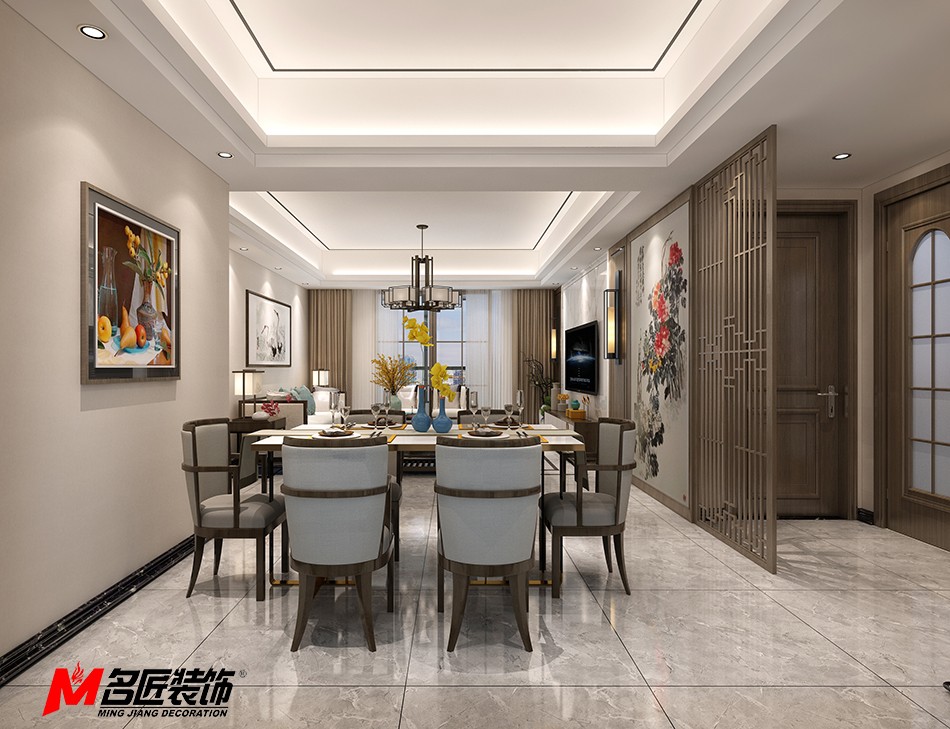新中式风格室内装修设计效果图-漳州中海寰宇三居123平米